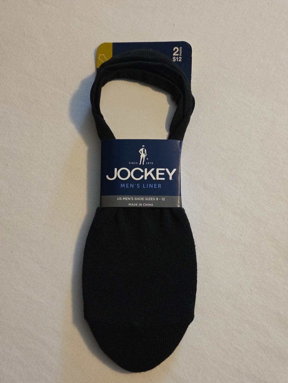 Jockey Men's No-Show Liner Socks - Black (2 Pack) Men's Shoe Sizes 9-12.